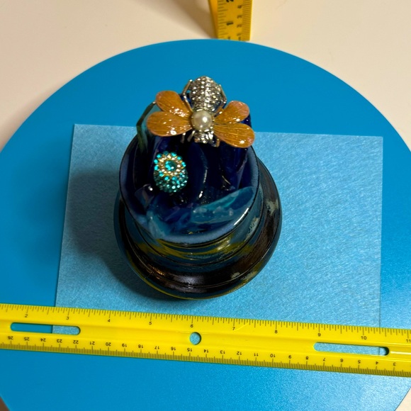 One of A Kind Recycled Glass and Jewelry Plant in a beautiful pottery vase. - Picture 1 of 3